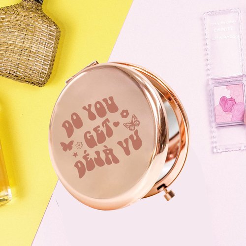 KEYCHIN Music Album Pocket Mirror Singer Fans Gifts Do You Get Deja Vu Music Song Lyrics Compact Makeup Mirror for Women Girls Teenagers (Deja Vu -RG)