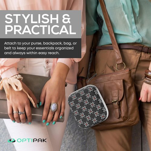 OPTIPAK Multipurpose Purse Pouch | Neoprene Makeup Bag with Zipper Pouch & Carabiner Keychain | Portable Travel Cosmetic Bag, Women’s Travel Makeup Tote (Pack of 1)