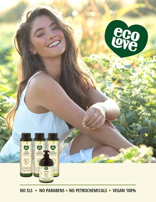 ecoLove - Natural Shampoo, Conditioner & Moisturizing Body Wash - With Organic Cucumber Extract - No SLS or Parabens - Safe for Kids 6 Months and Older - Vegan and Cruelty-Free