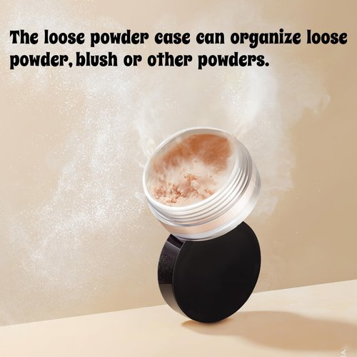Nirvany 12Pcs 10ml Refillable Loose Powder Containers, Black Travel Makeup Jars with Rotating Sifter & Leakproof Screw Lids (12)