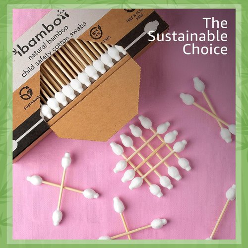 Ibambo 100% Bamboo Swabs for Ears (1000-Pack) - Safety Cotton Swabs for Baby & Personal Care | Safe, Organic Bamboo Baby Ear Cleaner | FSC Certified & Hypoallergenic, Made for All Ages & Pets