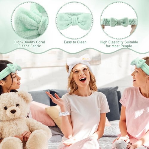 Wavyknot 40 Pcs Bachelorette Favor Set Include Headband Scrunchies Hair Claw Clips Hairbrush and Makeup Bag for Bridal Shower Party Gifts Bridesmaid Wedding Supplies (White and Green)