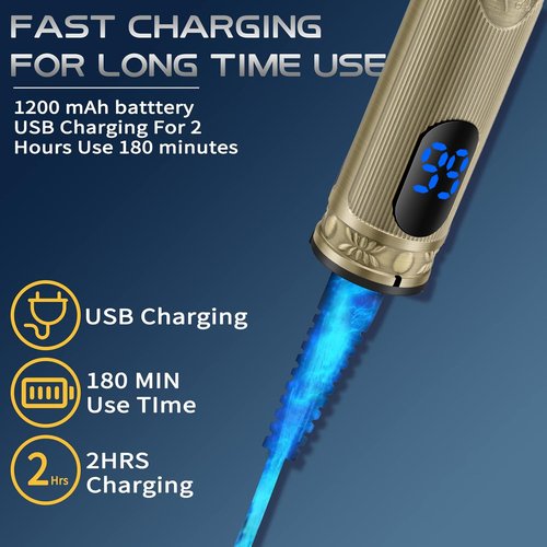 KEMEI Professional Hair Clippers for Men Pro Li Grooming Beard Trimmer Shavers Close Cutting Salon Cordless Rechargeable Quiet, KM-700H Gold