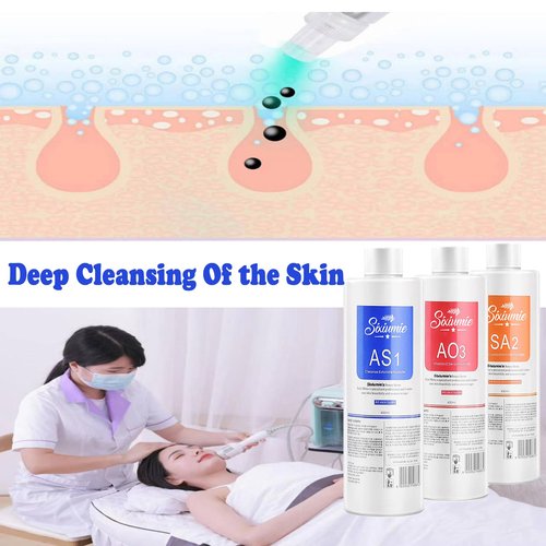 Hydrogen Oxygen Facial Machine Serums for Facial Cleansing – AS1 SA2 AO3 Aqua Peeling Solution Top Salon Skin Scrub Hydra Skin Scrub Special Solution Small Bubble Solution (40fl oz) (3)