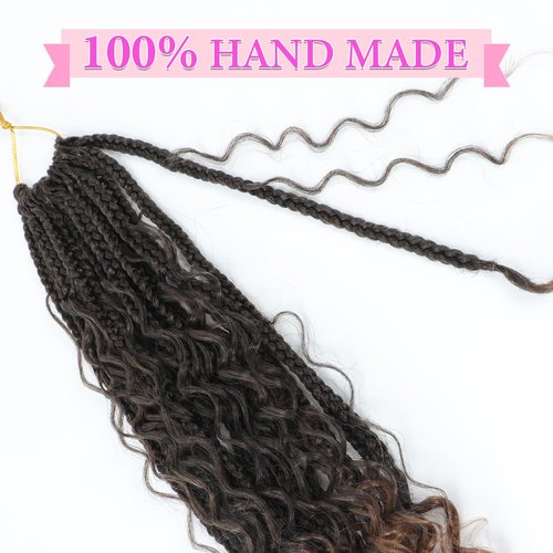 Kelagoo Goddess Box Braids Crochet Hair 14 Inch, 9 Packs Bohomian Box Braids Crochet Hair for Black Women, Pre-Looped Crochet Braids with Curly Ends (14 Inch (Pack of 9), T30)