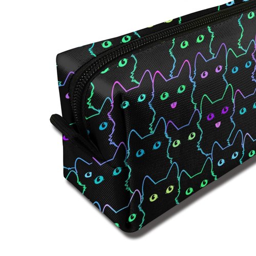 Cute Cat Silhouettes Makeup Bag For Women, Portable Cosmetic Bag Zipper Pouch Travel Toiletry Organizer Bag
