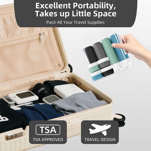Travel Bottles for Toiletries, Leakproof Silicone Squeezable Cosmetic Liquids Bottles in Travel Size with Clear Bag, TSA Approved Refillable Cosmetic Container Kits for Shampoo and More (Blue)