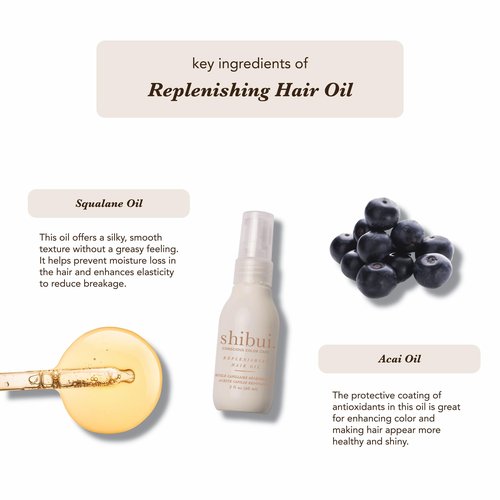 Shibui Replenishing Hair Oil, Moisturizing & Frizz Control, Adds Shine & Nutrients, Vegan & Sulfate-Free, 2 Fl Oz