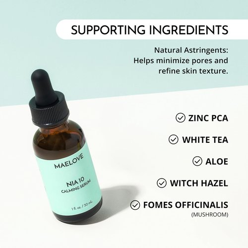 MAELOVE NIA 10 Niacinamide Serum, Calming Face Serum for Strengthening Skin Barrier, Hydration & Pore Refinement, Suitable for Sensitive, Dry, Acne-Prone Skin, Vegan, Cruelty-Free, USA Made