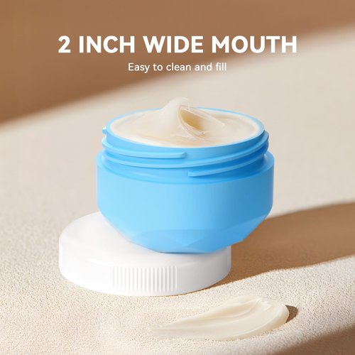 Vinofes Silicone Cream Jars BPA Free, TSA Approved 1.7oz Travel Size Containers, Leak-proof Travel Essentials with Lid for Cosmetic Face Hand Body Cream (2Pack)
