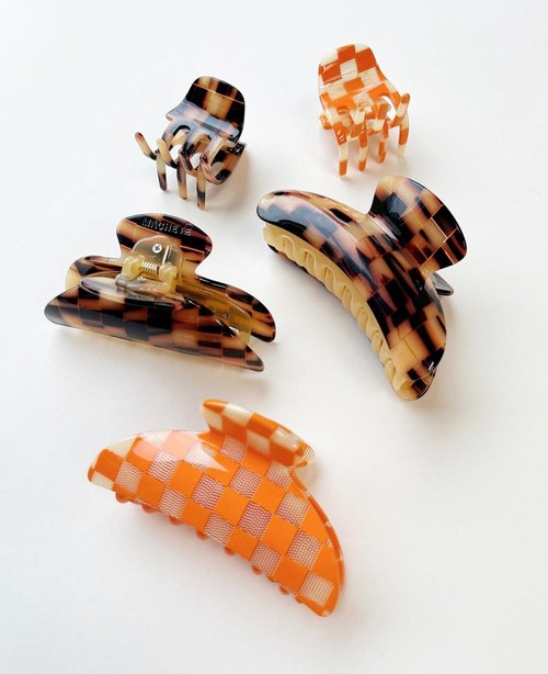 MACHETE Women Hair Clip Midi Heirloom Claw Clip, 3.5 inch Hair Clamp Fashion Hair Accessories (Tortoise Checker)
