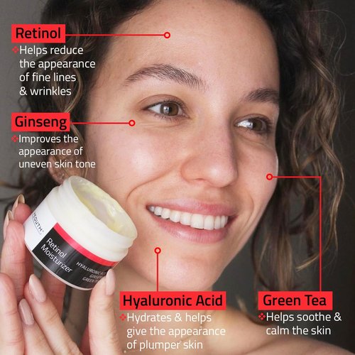 YEOUTH Retinol Cream for Face, Retinol Face Moisturizer for Women and Men with Hyaluronic Acid and Green Tea, Night Moisturizer for a Smoother Appearance 2oz
