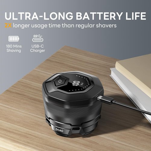 Head Shaver for Bald Men，DOAO Waterproof Wet Dry Bald Head Shavers, 6D LED Display Electric Rechargeable Head Shaving Kit with Type-C Charge