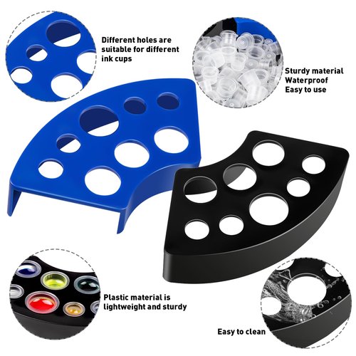 Tattoo Ink Caps Kit, 500 PCS SML Mixed Size Tattoo Ink Cups with 2 Ink Cap Holders, Disposable Plastic Pigment Caps for Tattooing Set Tatoo Supplies Accessories