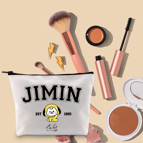 Singer Merch K-pop Characters Bag K-pop Team Gift for Army Singer Fan Gift B-T Inspired Zipper Pouch Bag (Jimin bag)