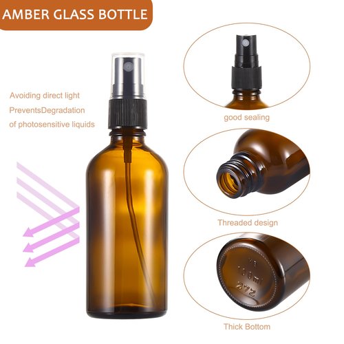 ALIFEIA 3.4 oz Amber Glass Spray Bottles,Empty Fine Mist Refillable Travel Spray Bottle for Cleaning,Perfume,Aromatherapy,Cosmetic Sprays,Hair,Essential Oils with Fine Mist Dispenser（6 Pack）