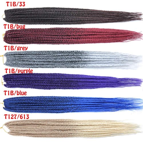 Mayloss 6 Packs/Lot (14/18/24/30) inch 1cm 20 Strands/Pack Thin 3X Box Braid Crochet Hair Extensionin Diameter 3X Synthetic Braid Hair Extensions Crochet Braids Hair Color(24Inch T1B/blue)