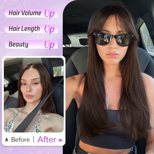 Eawwii Hair Topper for Women Clip in Bangs – 18 Inch Medium Length Straight 360° Full Coverage Dark Brown,Synthetic Natural Looking Piece for Thinning Hair