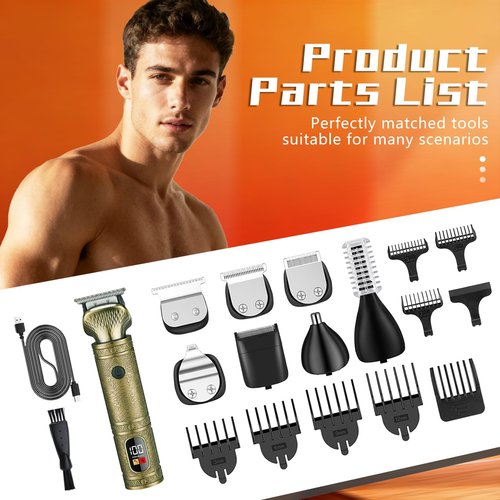 VNTGSHAVER Mens Cordless Hair Clippers, Barber Professional Clippers for Hair Cutting, Metal Body Electric Beard Trimmer for Men,Smart Charge Technology for Convenient at Home Haircutting