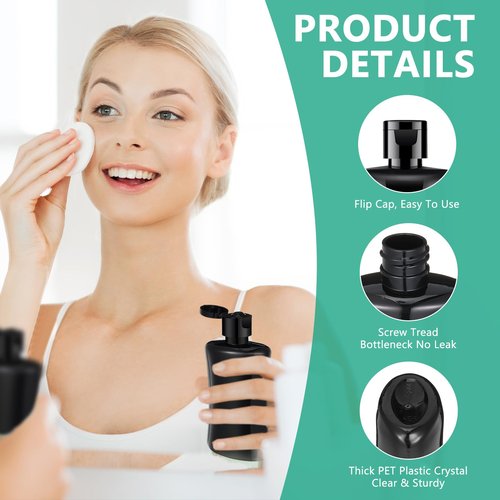 Domensi 3.4 oz Travel Bottles with Flip Cap Black Plastic Travel Size Toiletries Bottles Portable Leak Proof Squeeze Container Refillable Empty Cosmetic Containers for Liquid Shampoo Lotions (36 Pcs)