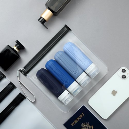 Mrsdry Clear Toiletry Bag, 4 Pack TSA Approved Security Travel Toiletry Bag Carry on Travel Accessories Bag Airport Airline Quart Size Bags Water Repellent Makeup Cosmetic Bag for Women