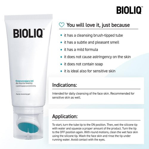 Bioliq - Clean Facial Cleansing Gel with Babassu Oil - Gentle Exfoliating Formula for Sensitive Skin, Soap-Free, Refreshing and Hydrating - 125ml