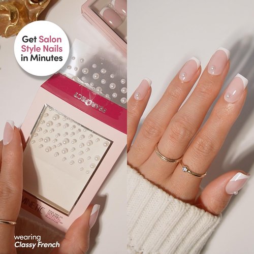 Glamnetic Nail Stickers for Nail Art - Pearlfect | 3D Pearl Adhesive Nail Decals, Customizable | 120 Gems Per Sticker Sheet, 4 Sizes
