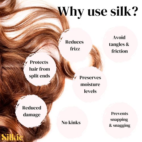 SILKIE Bundle of Skinny Scrunchies 100% Pure Mulberry Silk Black Brown Dark Colors Hair Ties Elastics Care Ponytail Holder No Damage