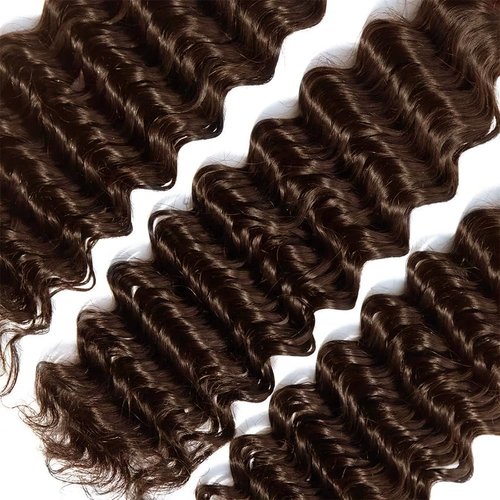 Brown Human Hair Bundles #4 Deep Wave 3 Bundles 10 12 14 inch Brazilian Unprocessed Virgin Hair Chocolate Brown Wet and Wavy Bundle