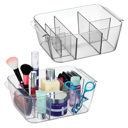 iDesign Makeup Organizer for Countertop - Storage for Cosmetics and Toiletries, Set of 2, Clear, Made in USA