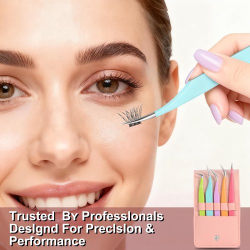 5pcs Eyelash Extension Tweezers High Precision，Straight and Curved Volume Lash Tweezers for Extensions，lash tweezers for eyelash extensions， Crafting， Girls Women Beginners