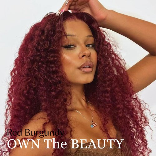 ALHER #99j Dark Burgundy Bundles Human Hair Water Wave, 12A Soft Thick Plum Cherry Wine Red Colored Wet n Wavy Single Bundle Salon-Grade 100% Unprocessed Virgin Hair Extensions Sew In Weft 12 Inch