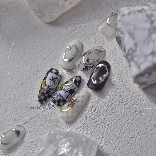 2 Sheets French Tip Nail Stickers Silver Golden French Nails Stickers Nail Decorations Decals 3D Self-Adhesive Line Designs Manicure Sticker Supplies for Women DIY Nails Art Accessories