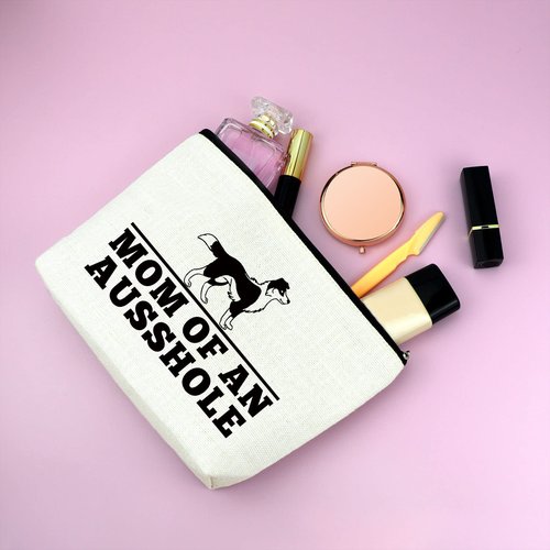 Australian Shepherd Gifts for Aussie Lovers Aussie Dog Mama Makeup Bag Gift for Women Girls Funny Aussie Dog Lover Gift Unique Dog Mom Gifts Mom Of An Ausshole Cosmetic Bag Gift Mother's Day Gift