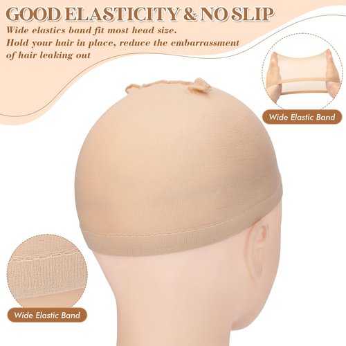 Mepase 200 Pcs Wig Caps Nylon Stocking Caps Bulk Elastic Thin Head Wig Accessories for Women Men Halloween Hair Decorations Brown and Light Brown
