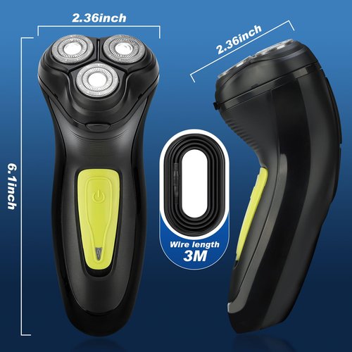 BlueFire Head Shaver for Bald Men, Corded 3D Electric Rotary Shavers with Pop-up Trimmer,Bald Head Close Shaver for Men, Rotary Shaver Electric Dry Shave