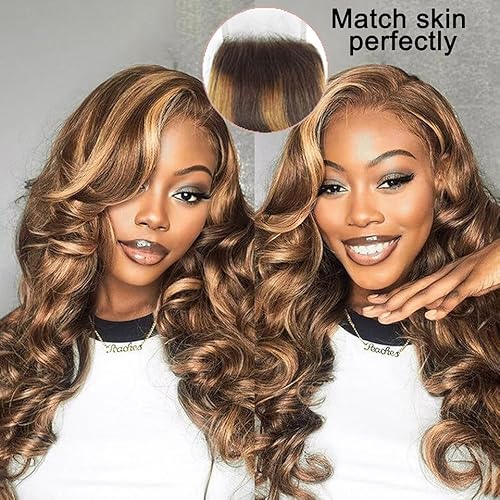 Highlight Bundles with Closure Human Hair Body Wave P4/27 Honey Blonde Brown Bundles with Highlights human hair 10A Brazilian Body Wave with Closure 16 18 20+16inch