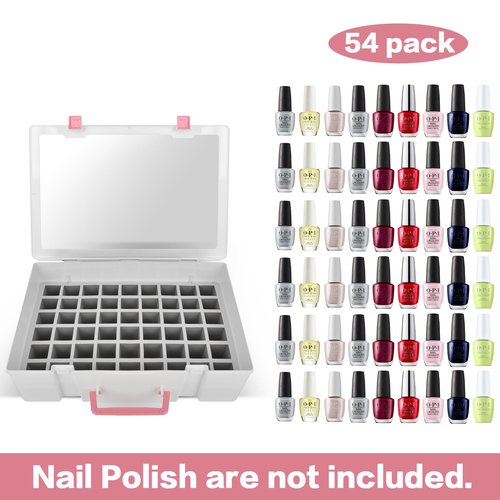 FULLCASE Nail Polish Organizer, 54 Bottles Nail Storage with Separate Sponge Compartment for Sally Hansen/for GAOY/for OPI/for Essie/for CANNI Gel/for DND Gel Polish
