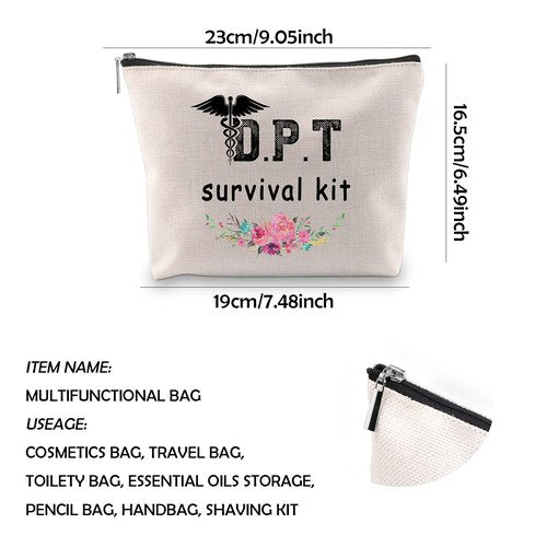 WCGXKO DPT Survival Kit Doctor of Physical Therapy Gifts Zipper Pouch Makeup Bag DPT Graduate Gift (DPT Survival)