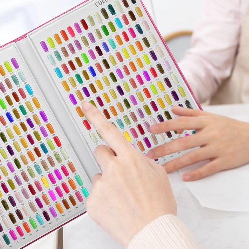 Vnjaoi 308 Polish Display Book, Gel Color Display Book, Fake Tips Sample Painting Art Design for Nail Salons, DIY at Home (Rose Red)