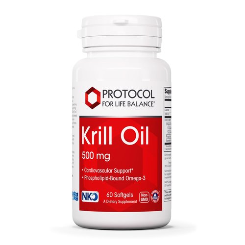 Protocol Krill Oil 500mg - Krill Oil Supplement - DHA & EPA - with Astaxanthin - Supports Heart, Brain, Joints* - Non-GMO & Halal - 60 Softgels