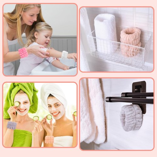 8 Pcs Spa Wrist Bands - Absorbent Microfiber Wristbands for Bathing, Prevent Water Spilling Down Your Arms