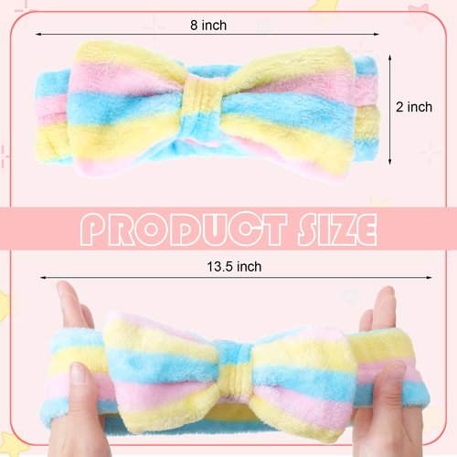 Yinder 40 Pack Bow Spa Headband Coral Fleece Makeup Soft Face Wash Headband Cosmetic Skin Care Facial Head Wraps Cute Bow Head Bands for Women Girls Shower Supplies