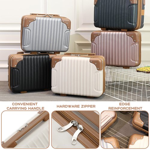 HAHONIA Hard Shell Beauty Case 30 * 15 * 22cm, Portable Waterproof Cosmetic Case with Elastic Band and Zipper, ABS Makeup Travel Case for Women Girl for Lipstick Skin Care