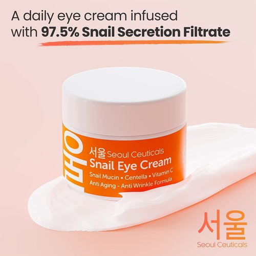 Korean Vitamin C Serum + 97.5% Snail Mucin Eye Cream Set for Glowing Skin & Youthful Eyes