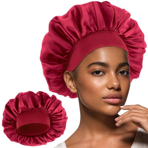 WLLHYF Silk Bonnet for Men, Satin Bonnet Single Layer Elastic Band Silk Sleep Cap Black Soft Adjustable Hair Cap Hair Wrap Large Bonnets for Women Sleeping