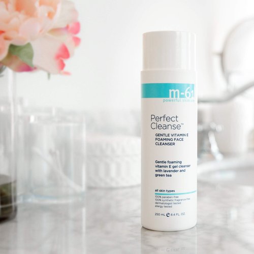 m-61 Perfect Cleanse | Daily Gentle, Foaming Gel Cleanser With Vitamin E, Lavender, Green Tea. For All Skin Types. Dermatologist and Allergy Tested, 8.2 Fl Oz