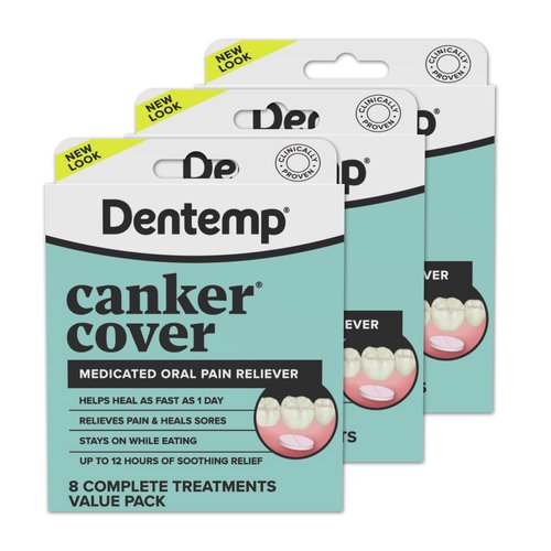 Dentemp Canker Cover - Canker Sore Medicine Pain Reliever - Canker Sore Treatment to Relieve Canker Pain, Mouth Sores & Mouth Irritation - Fast Acting Canker Sore Relief Tablets for Adults (24 Count)