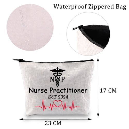 MBMSO Nurse Practitioner Gifts Makeup Bag NP Gifts for Nurses Cosmetic Bags Nurse Practitioner Travel Bag Zipper Pouch Case (NP24 bag)
