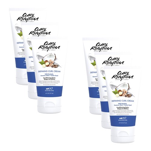 Curl Rhythm Defining Curl Cream - Hair Moisturizer for Curly Hair - Styling Cream for Frizz Control, Bounce, and Shine - Sulfate Free - 6 pc